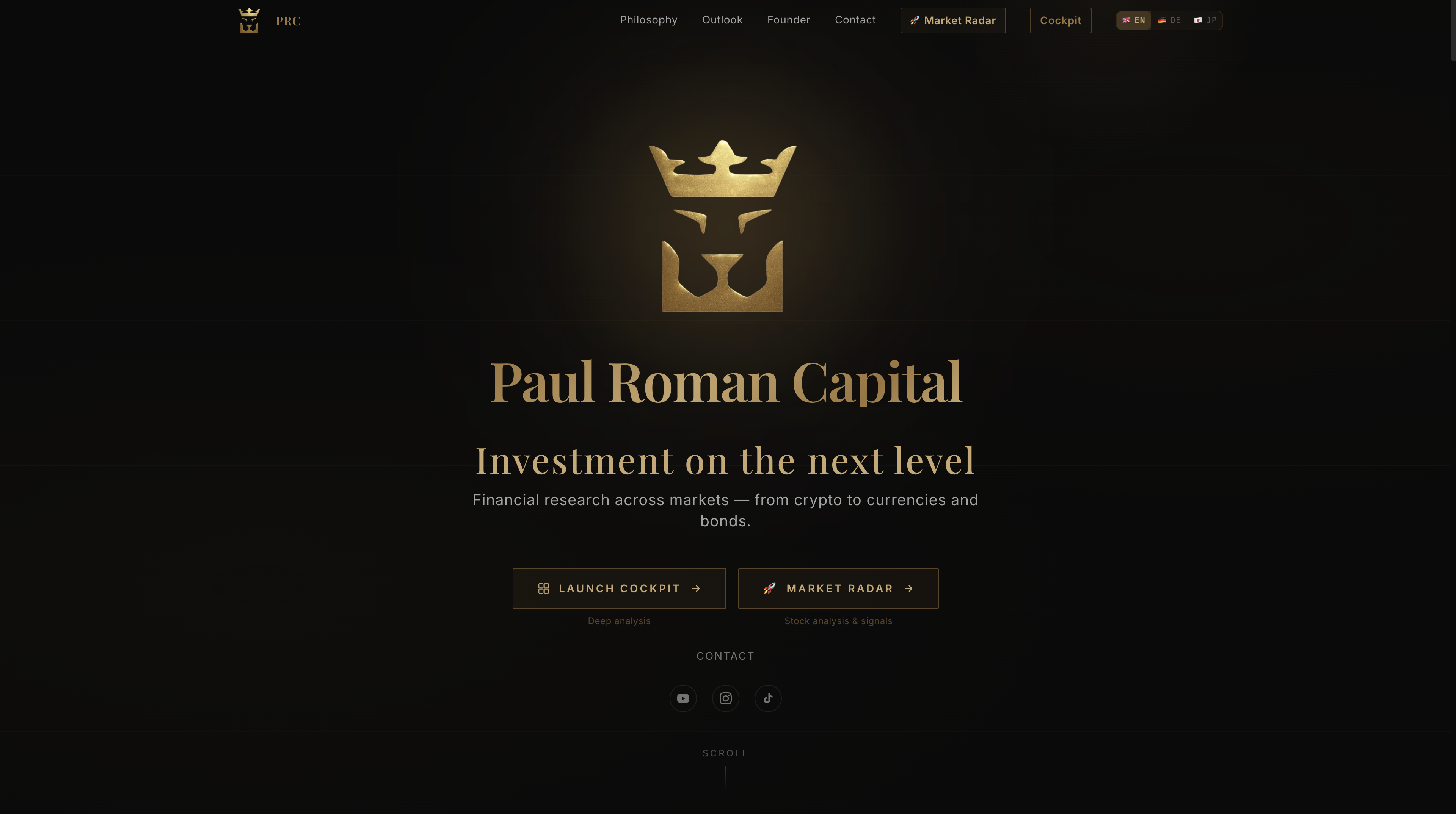 Paul Roman Capital — Website Vorschau